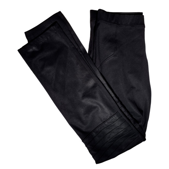 Zara Woman Black Striped Legging Pants Size M Pull-On Stretch Ankle - Picture 2 of 6